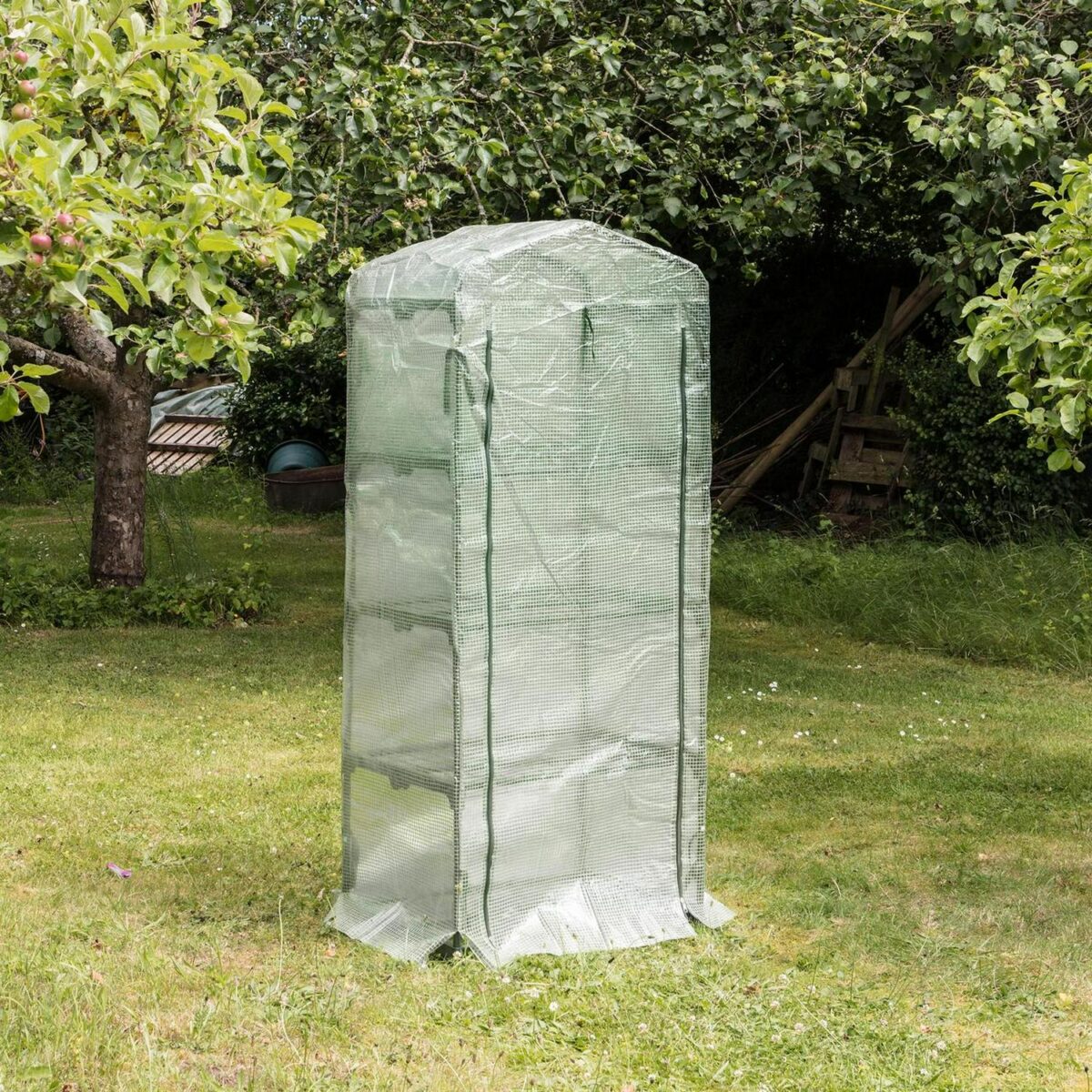 1x White 3ft x 6ft 4 Tier Mini Plastic Greenhouse Plant Grow House with Cover - Image 7