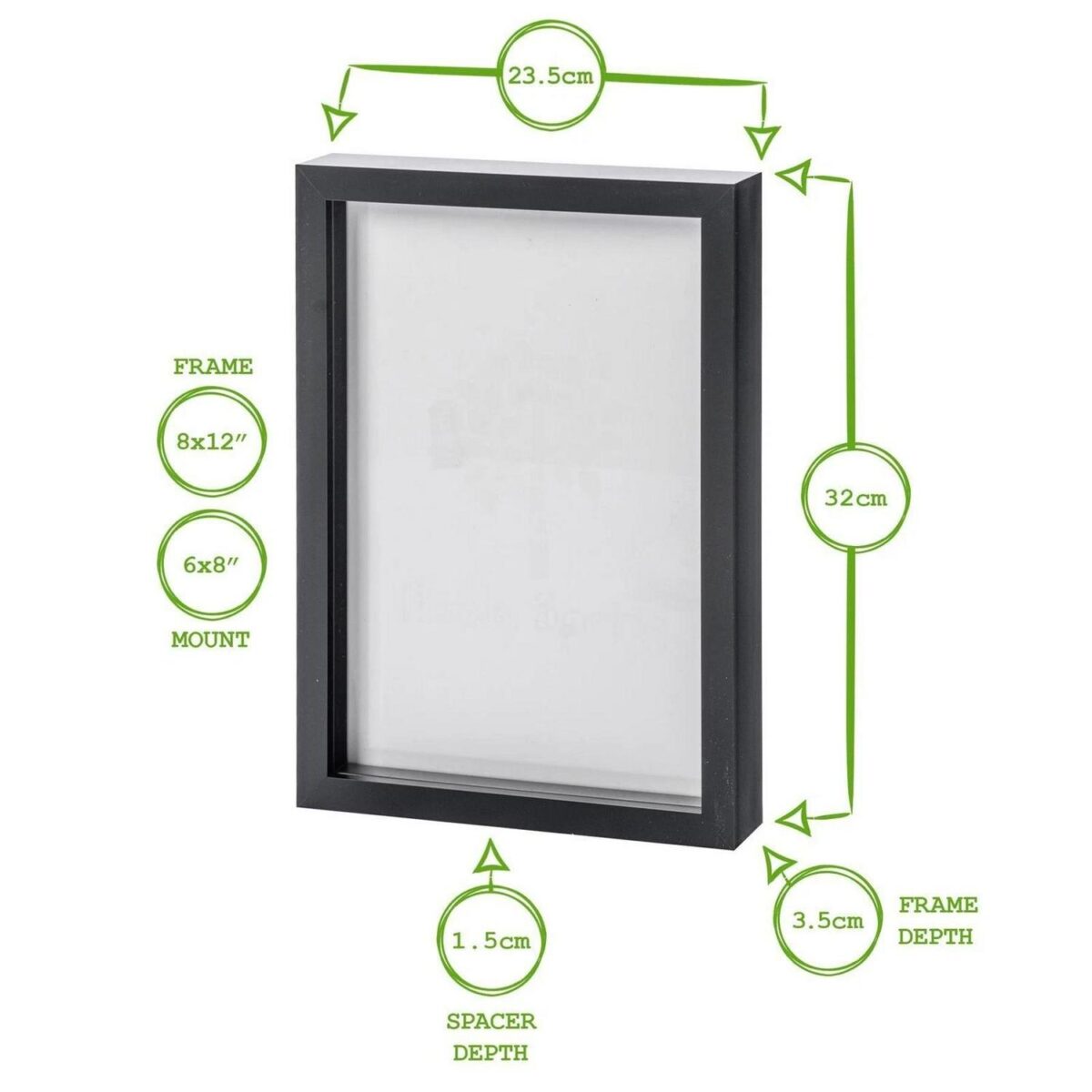 1x White A4 (8  x 12 ) 3D Shadow Box Frame with White A5 Mount Deep Display - Image 4