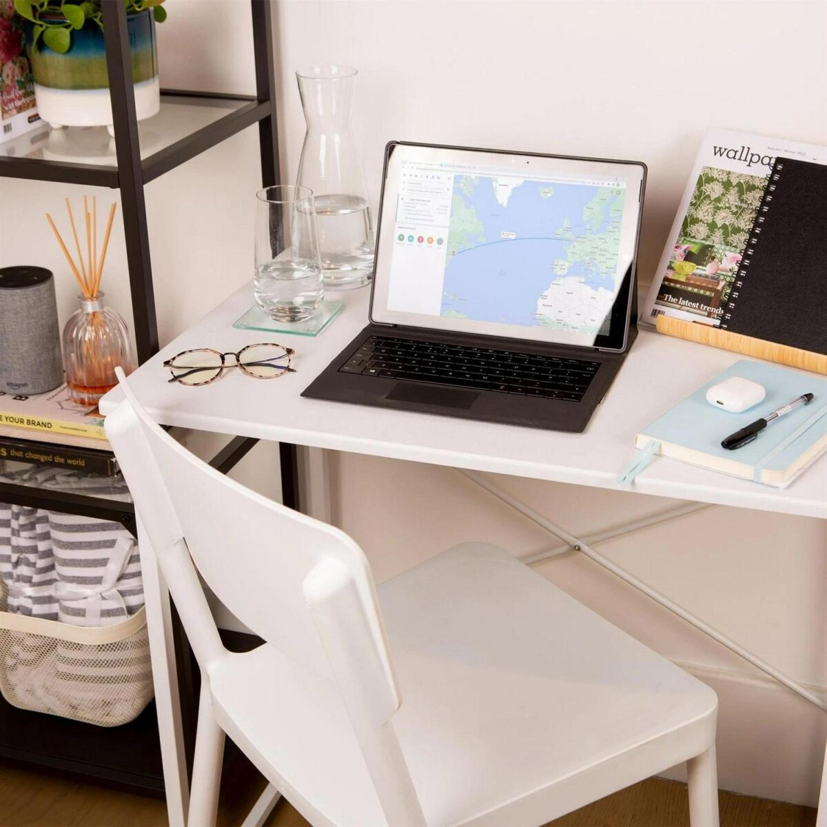 1x White/White Office Desk Home Study PC Laptop Computer Table Workstation - Image 5