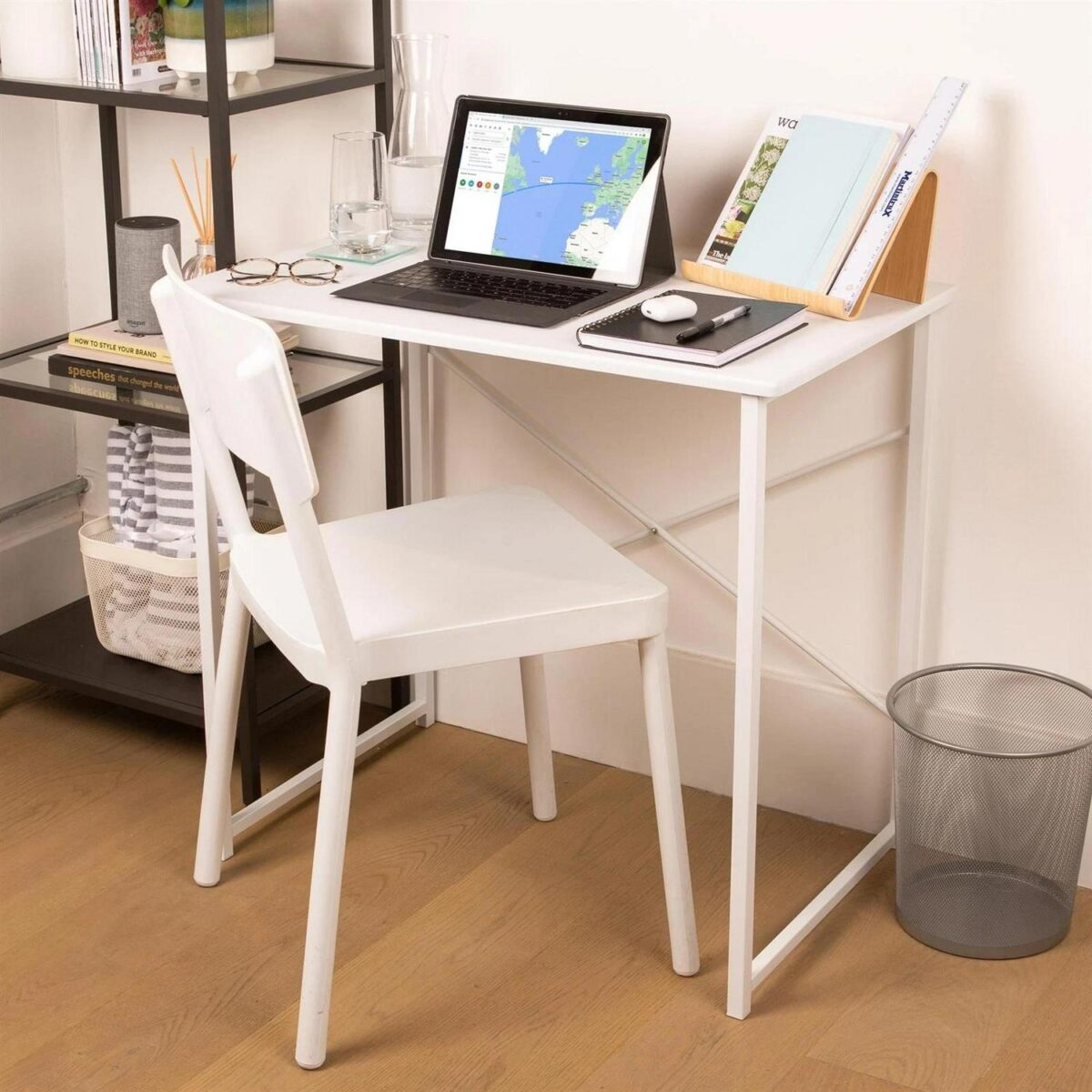 1x White/White Office Desk Home Study PC Laptop Computer Table Workstation - Image 4