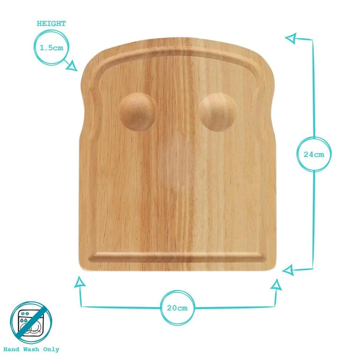 1x Wooden Breakfast Board 20cm x 24cm Kitchen Food Cutting Serving Boards - Image 3