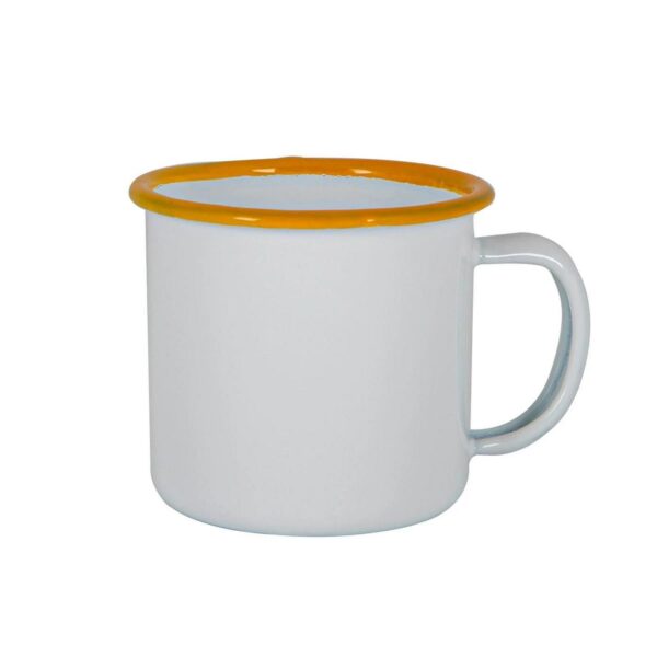 1x Yellow 130ml White Enamel Espresso Cup Metal Camping Tea Coffee Cups Set