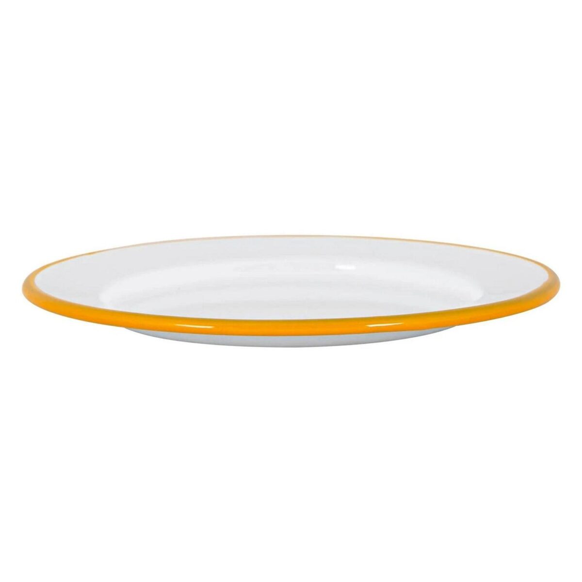 1x Yellow 20cm White Enamel Side Plate Metal Outdoor Camping Food Dishes - Image 4