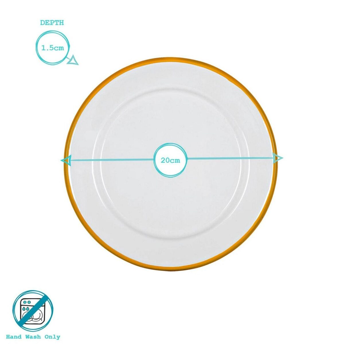 1x Yellow 20cm White Enamel Side Plate Metal Outdoor Camping Food Dishes - Image 3