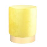 1x Yellow H36 x D29cm Round Velvet Footstool Foot Stool Pouffe Seat