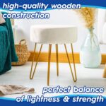 1x Yellow/Silver H40 x D35cm Round Velvet Footstool Ottoman Stool Pouffe Seat - Image 2