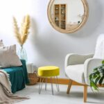 1x Yellow/Silver H40 x D35cm Round Velvet Footstool Ottoman Stool Pouffe Seat - Image 6