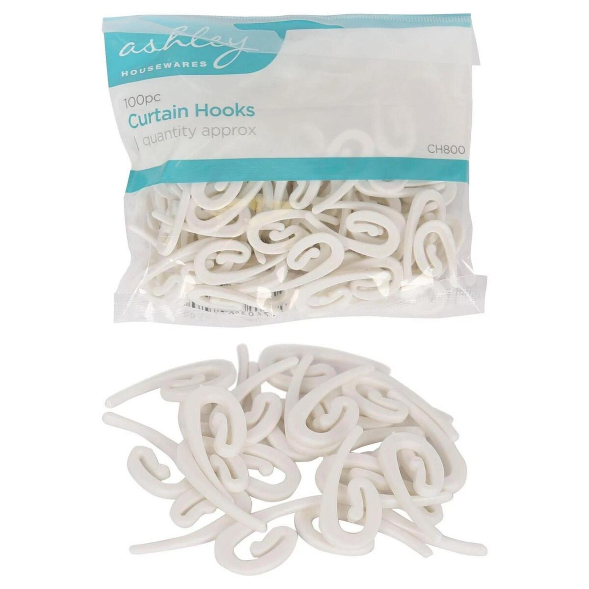 200x Plastic Curtain Hooks White Curtains Rail Track Header Hook Gliders - Image 1