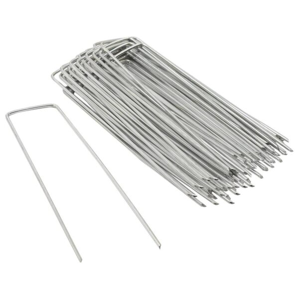 200x U-Shaped Weed Control Membrane Pegs 6  (150mm) Heavy-Duty Garden Fabric