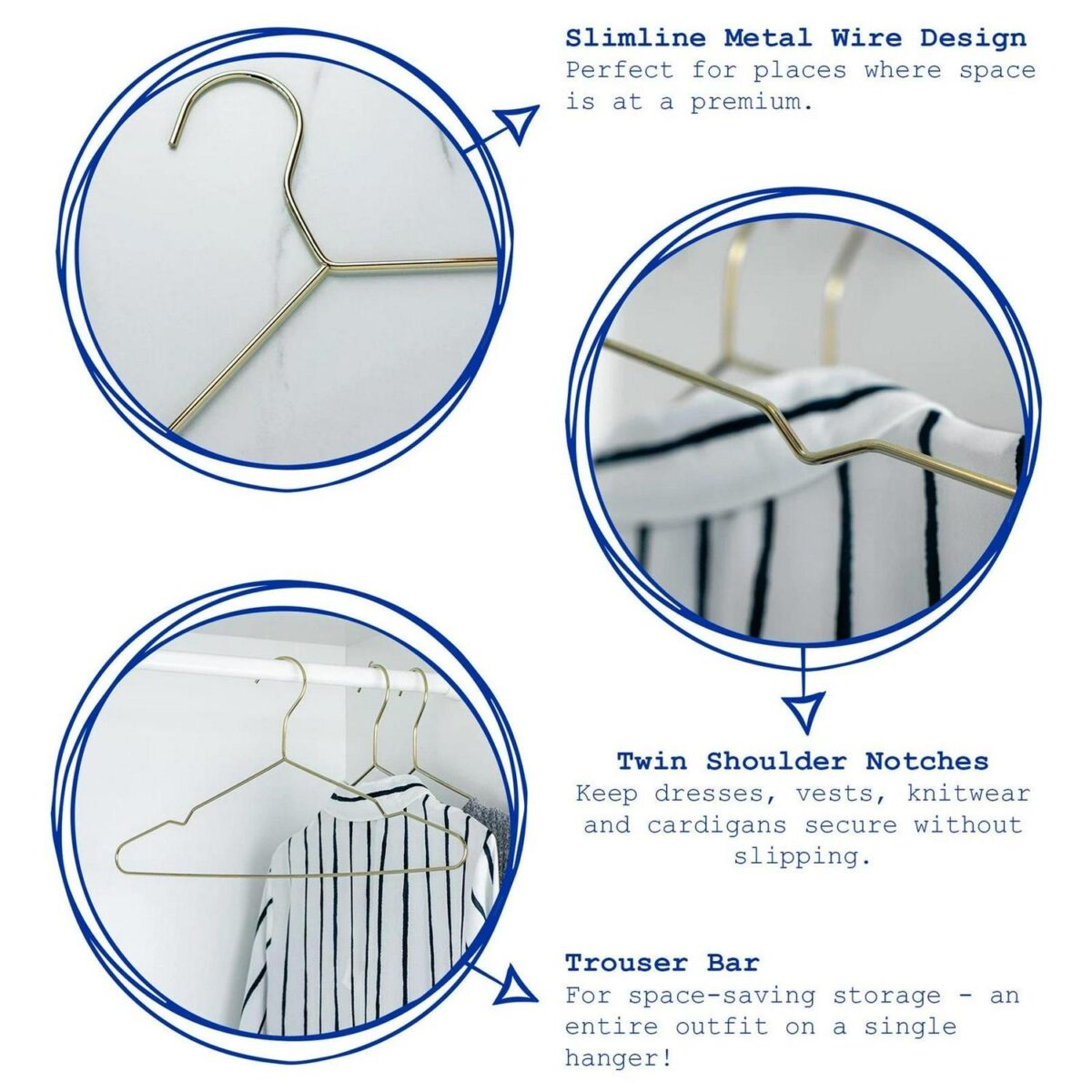 20x Gold Metal Kid's Hangers Baby Children Coat Clothes Hanger Trouser Bar - Image 2