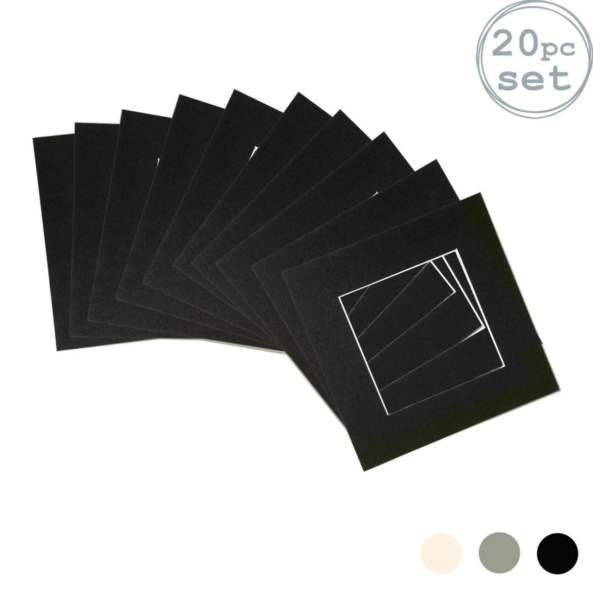20x Picture Mounts for 10 x 10  3D Box Picture Frames Photo Size 6 x 6  Black - Image 1