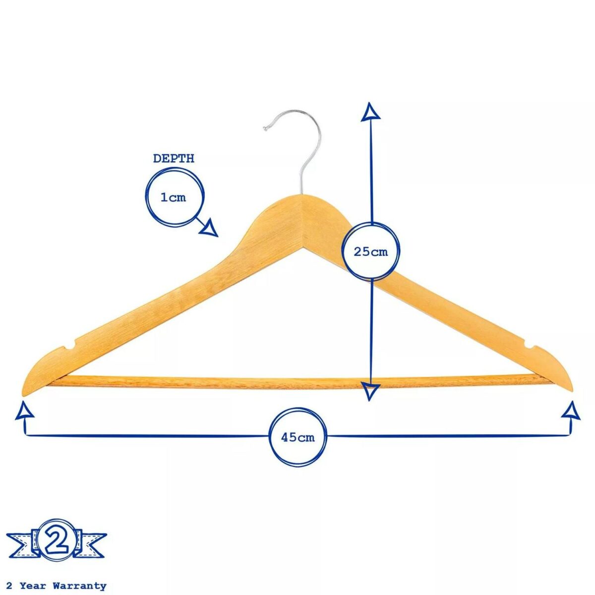 20x White Wooden Coat Hangers Strong Adult Suit Clothes Hanger with Trouser Bar - Image 3