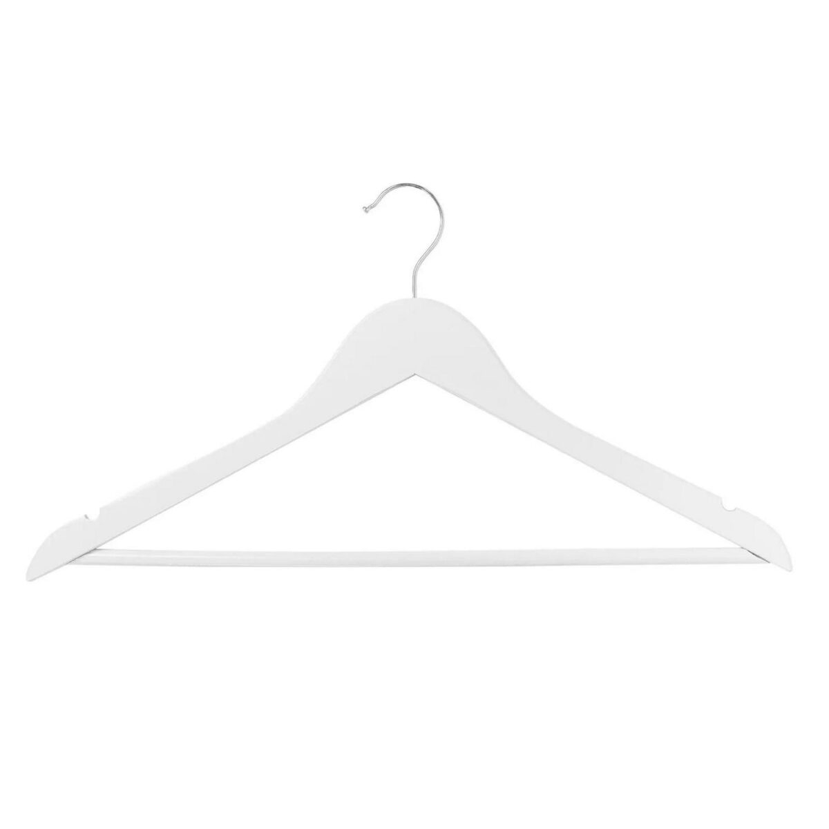 20x White Wooden Coat Hangers Strong Adult Suit Clothes Hanger with Trouser Bar - Image 4