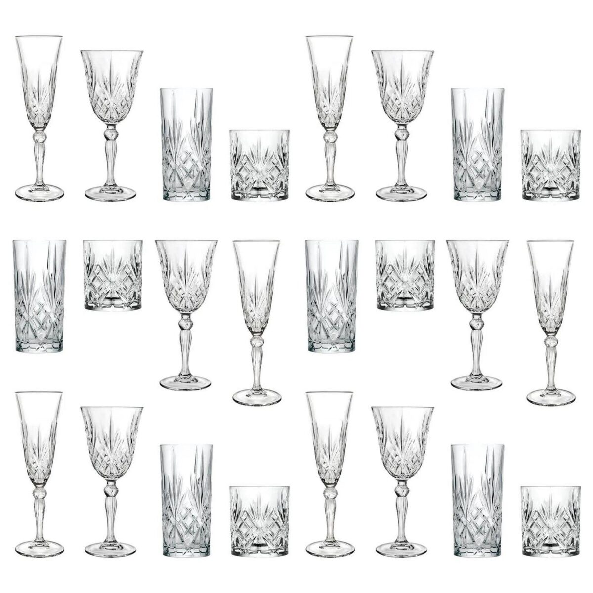 24pc RCR Crystal Melodia Glassware Set Wine Champagne Whisky Highball Glasses - Image 1