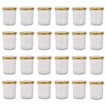 24x 150ml Glass Jam Jars with Gold Lids Chutney Preserve Honey Pickle Storage