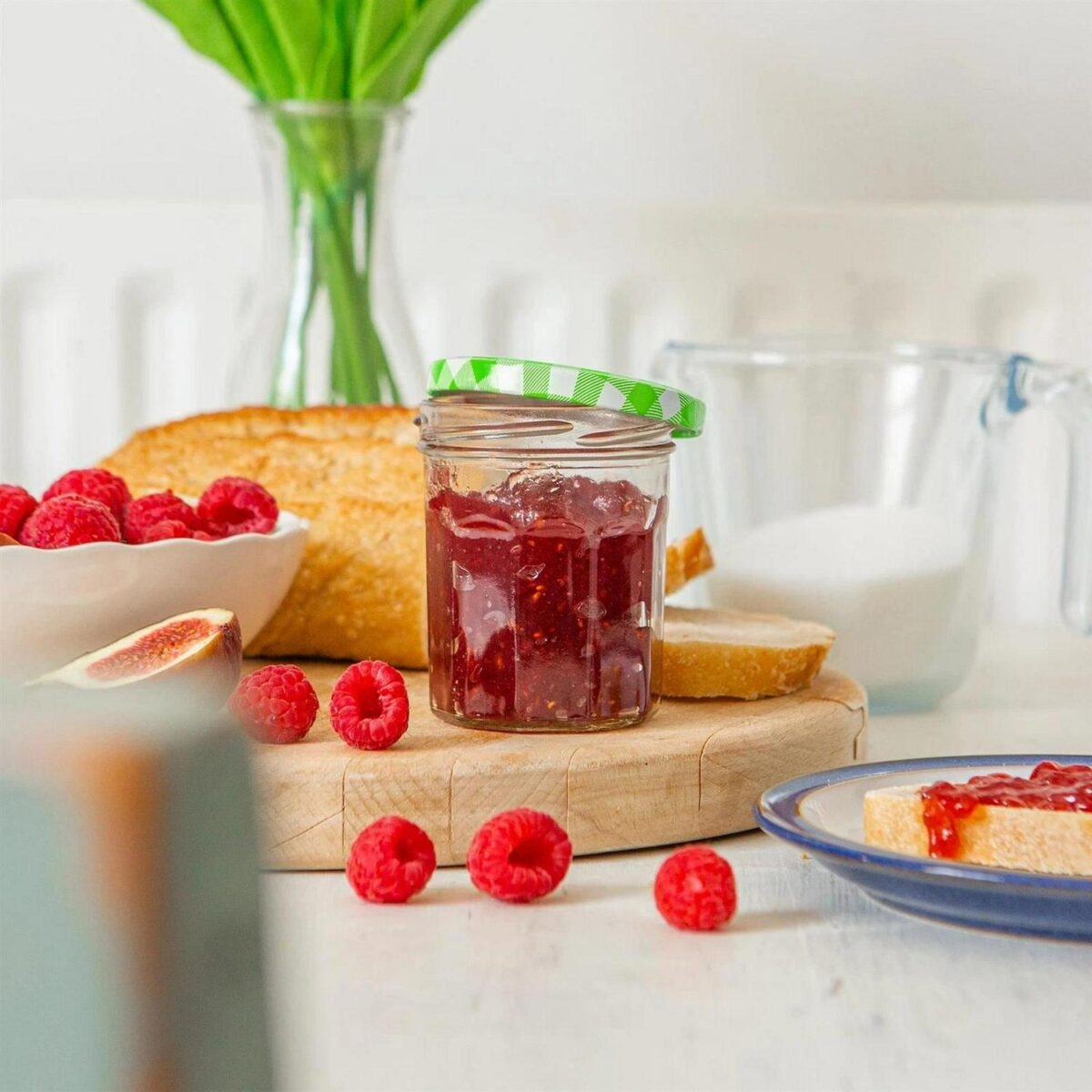 24x 150ml Glass Jam Jars with Green Gingham Lids Chutney Preserve Honey Storage - Image 5