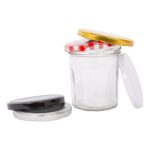 24x 250ml Glass Jam Jars with Green Gingham Lids Chutney Preserve Honey Storage - Image 4