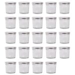 24x 90ml Glass Jam Jars with Silver Lids Chutney Preserve Honey Pickle Storage