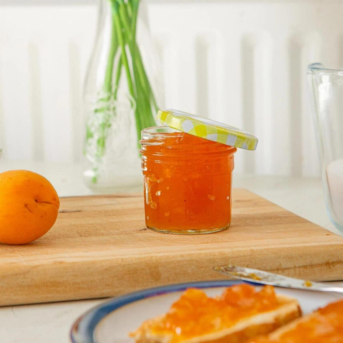 24x 90ml Glass Jam Jars with Yellow Gingham Lids Chutney Preserve Honey Storage - Image 5