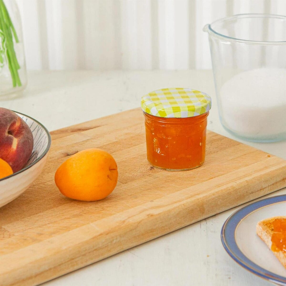 24x 90ml Glass Jam Jars with Yellow Gingham Lids Chutney Preserve Honey Storage - Image 6