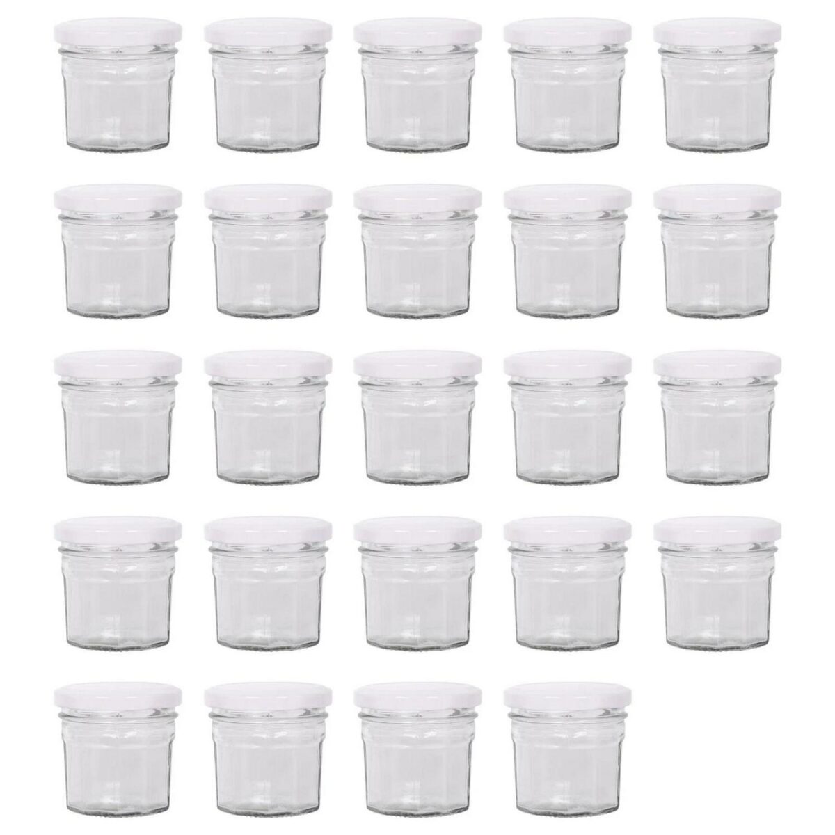 24x 90ml Glass Jam Jars with White Lids Chutney Preserve Honey Pickle Storage - Image 1