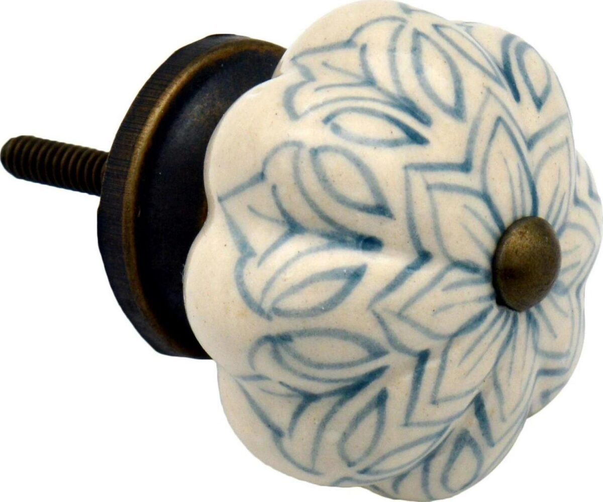 24x Floral Ceramic Cabinet Knobs Vintage Cupboard Door Drawer Handles Grey - Image 4