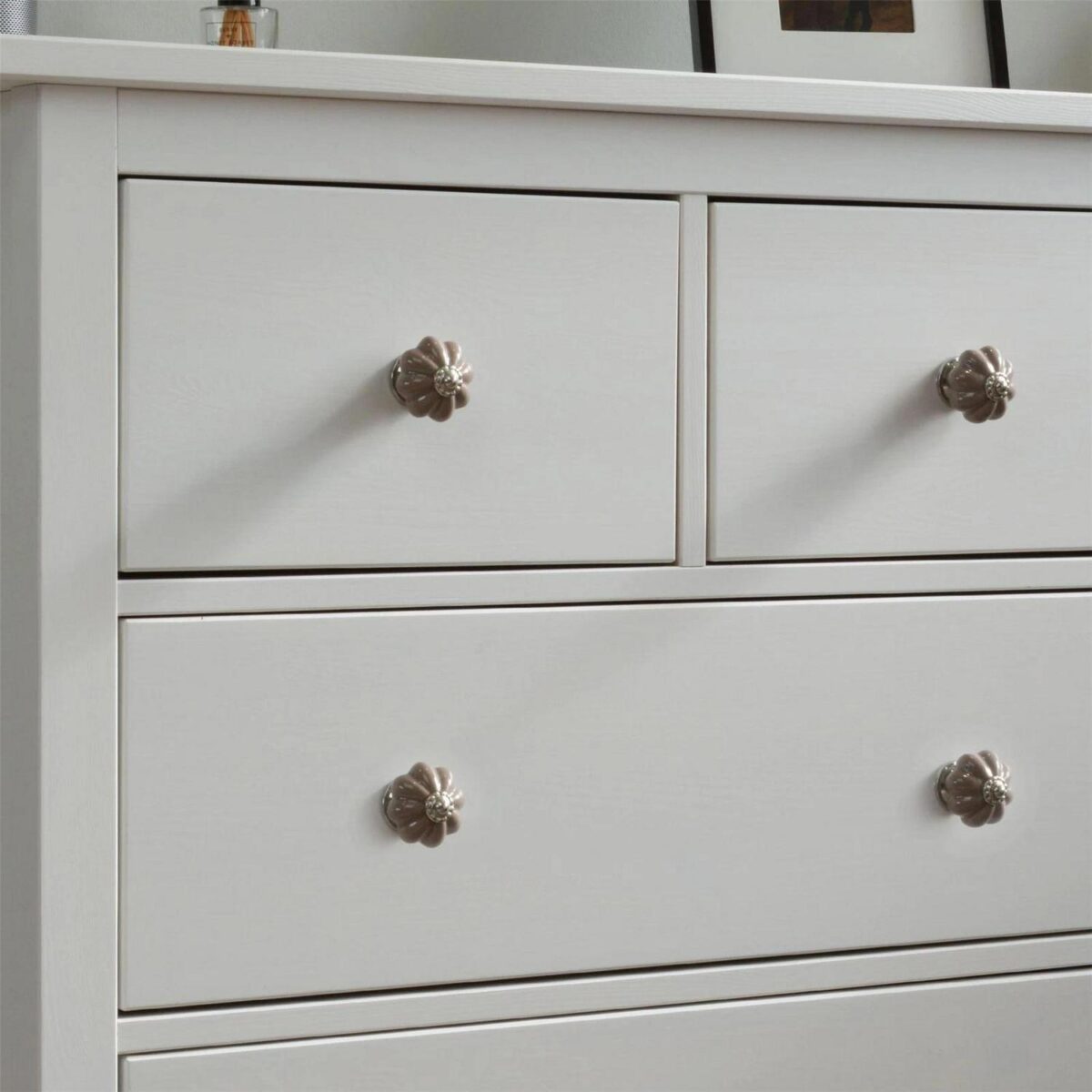 24x Floral Ceramic Cabinet Knobs Vintage Cupboard Door Drawer Handles Grey - Image 7