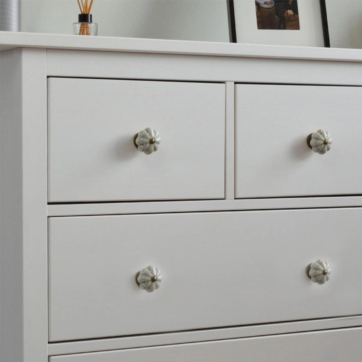 24x Floral Ceramic Cabinet Knobs Vintage Cupboard Door Drawer Handles Grey - Image 7