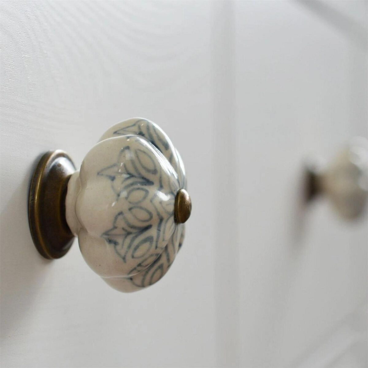 24x Floral Ceramic Cabinet Knobs Vintage Cupboard Door Drawer Handles Grey - Image 6