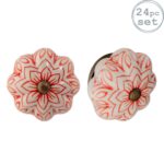 24x Floral Ceramic Cabinet Knobs Vintage Cupboard Door Drawer Handles Red