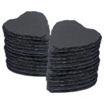 24x Heart Slate Coasters 10cm Natural Drinks Coaster Wedding Table Mat Gift Set