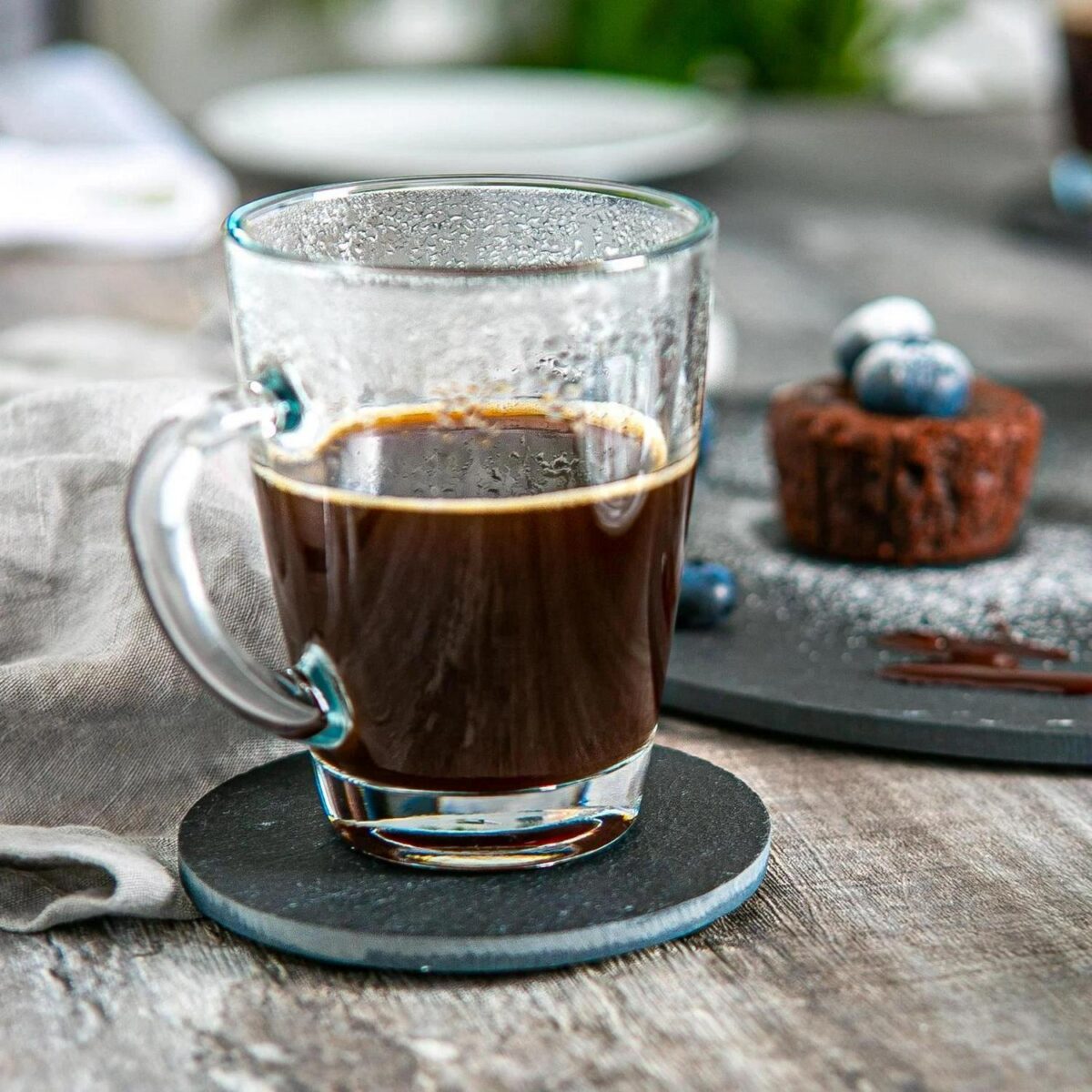 24x Linea Round Slate Coasters 10cm Natural Drinks Coaster Table Mat Gift Set - Image 6