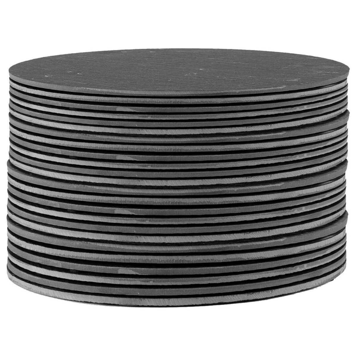 24x Linea Round Slate Placemats 30cm Natural Rustic Dining Table Place Mats Set - Image 1