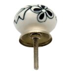 24x Round Ceramic Cabinet Knobs Cupboard Door Drawer Handles Black Flower - Image 5
