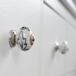 24x Round Ceramic Cabinet Knobs Cupboard Door Drawer Handles Black Flower - Image 6