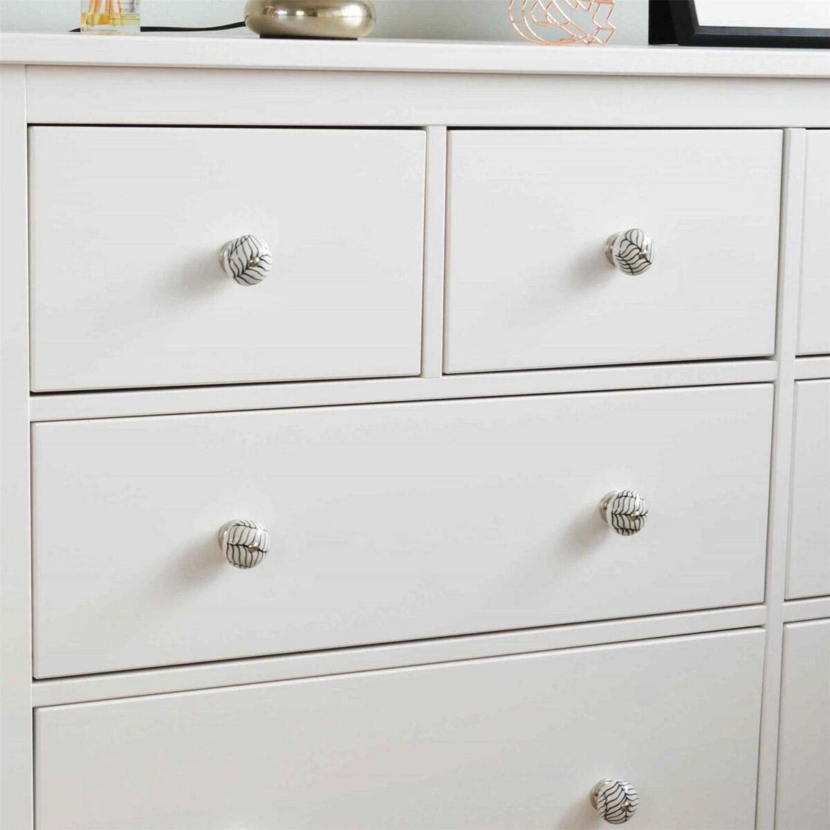 24x Round Ceramic Cabinet Knobs Vintage Cupboard Door Drawer Handles Black Fern - Image 7