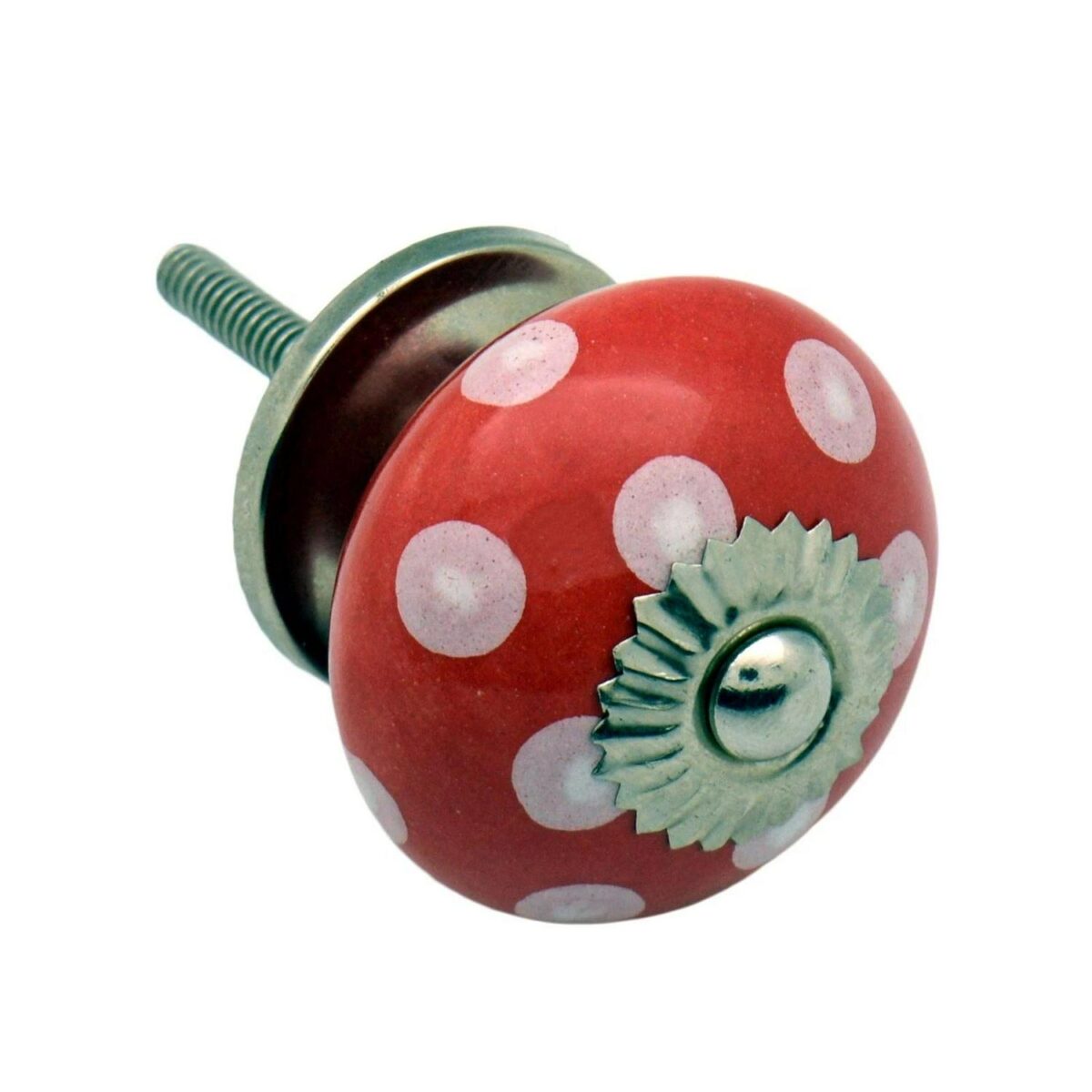 24x Round Ceramic Cabinet Knobs Cupboard Door Drawer Handles Red and White Spot - Image 4