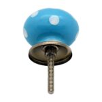 24x Round Ceramic Cabinet Knobs Cupboard Door Drawer Handles Light Blue Spot - Image 5