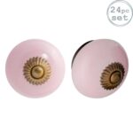 24x Round Ceramic Cabinet Knobs Vintage Cupboard Door Drawer Handles Pink