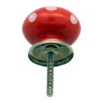 24x Round Ceramic Cabinet Knobs Cupboard Door Drawer Handles Red and White Spot - Image 5