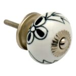 24x Round Ceramic Cabinet Knobs Cupboard Door Drawer Handles Black Flower - Image 4