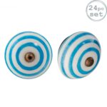 24x Round Ceramic Cabinet Knobs Cupboard Door Drawer Handles Light Blue Stripe