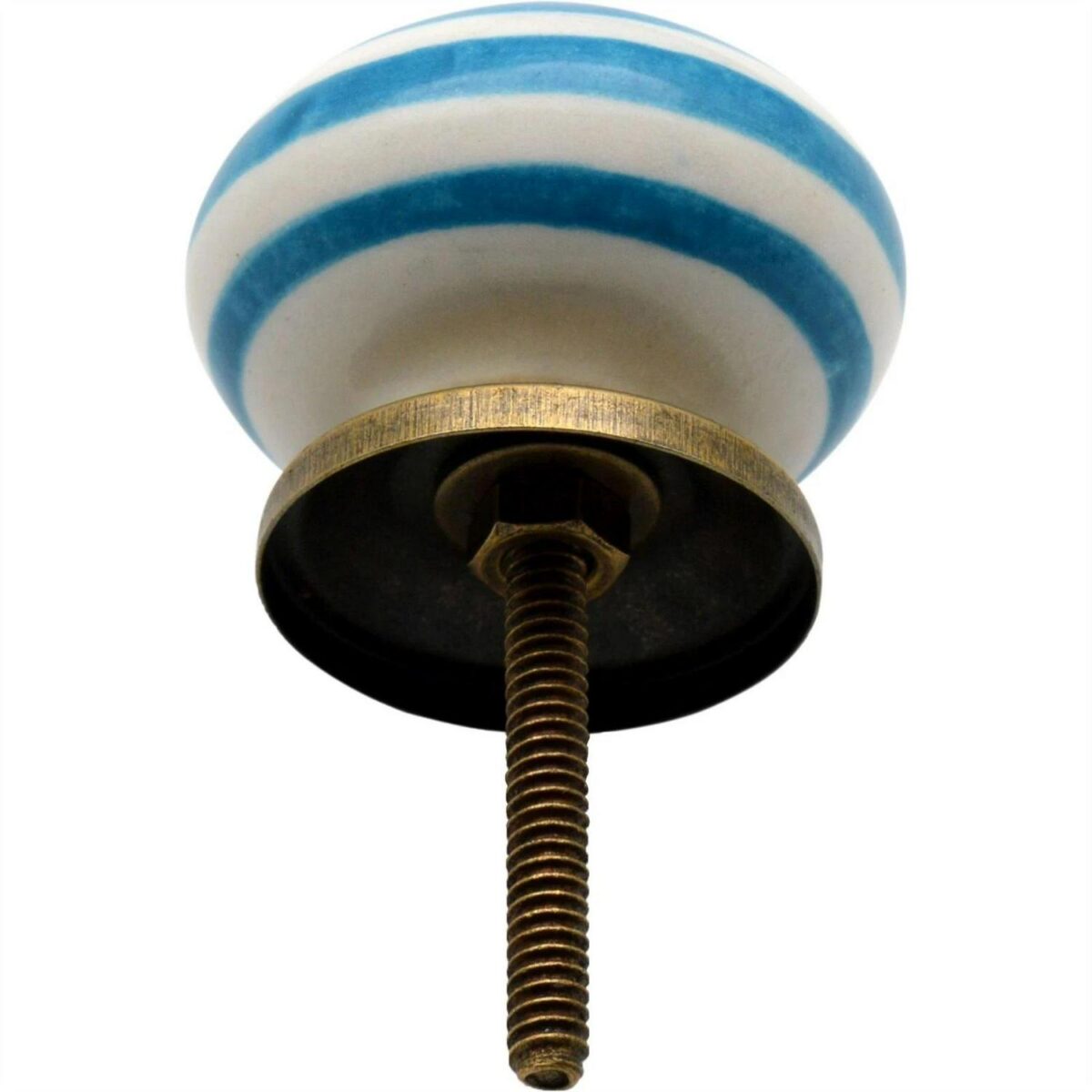 24x Round Ceramic Cabinet Knobs Cupboard Door Drawer Handles Light Blue Stripe - Image 5
