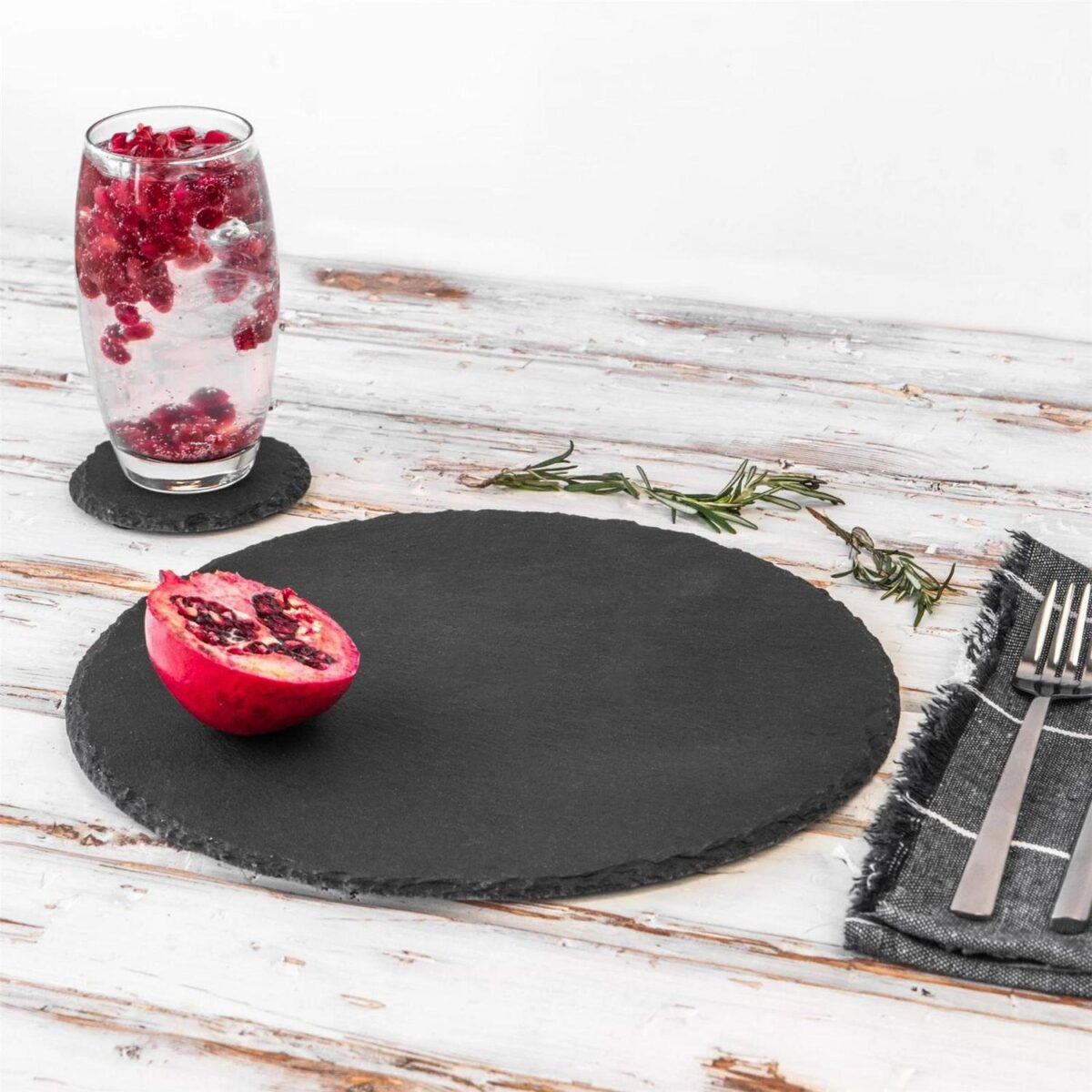 24x Round Slate Coasters 10cm Natural Drinks Coaster Wedding Table Mat Gift Set - Image 7