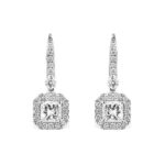 2.00ctw Princess Cut Diamond Halo Earrings, 18ct White Gold - Image 4