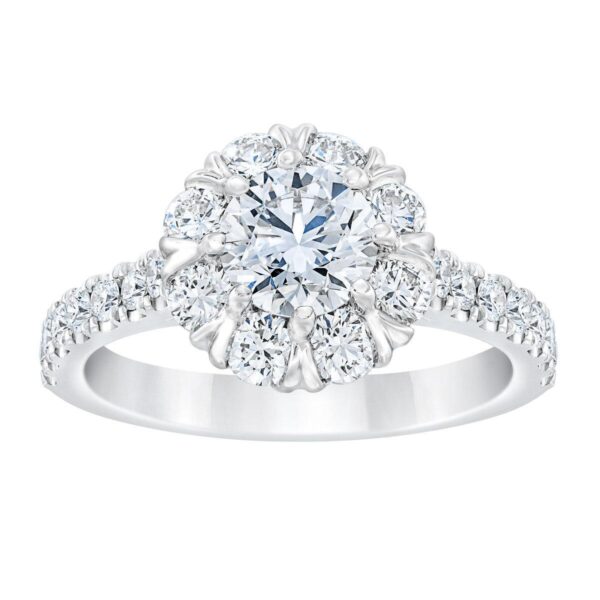 2.00ctw Round Brilliant Cut Diamond Halo Ring, 14ct White Gold