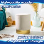 2 Piece Round Velvet Footstools Set Bedroom Dressing Table Accent Pouffe Green - Image 2