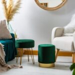 2 Piece Round Velvet Footstools Set Bedroom Dressing Table Accent Pouffe Green - Image 7