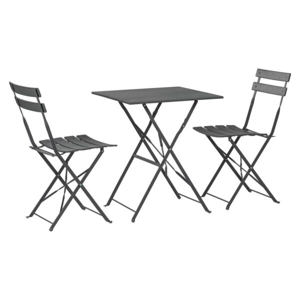 2 Seater Sussex Bistro Set Table Chairs Outdoor Patio Furniture Square Grey