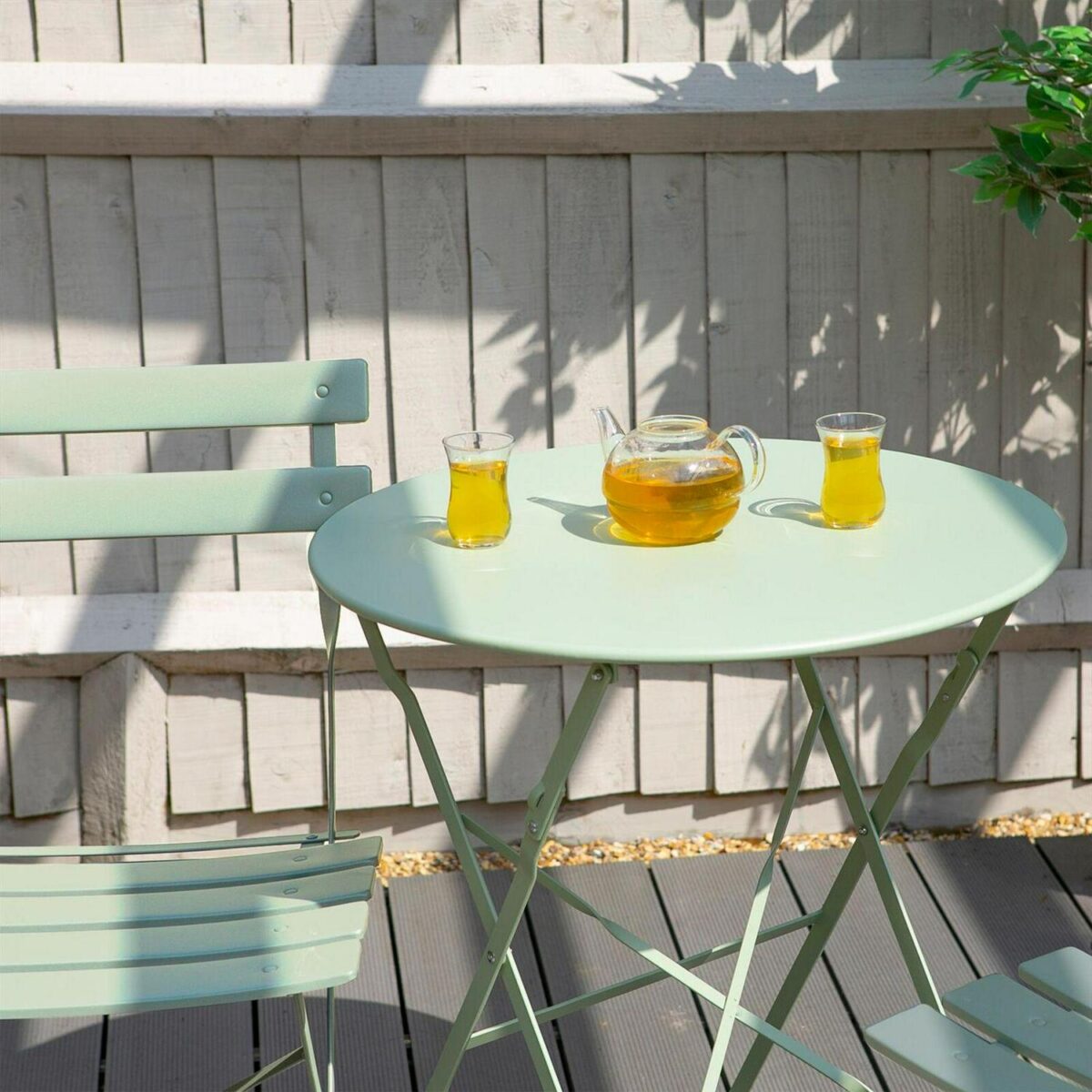 2 Seater Sussex Bistro Set Table Chairs Outdoor Patio Furniture Round Sage Green - Image 7